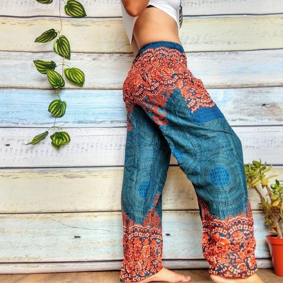 Turquoise and orange harem pants - Picture 2 of 4